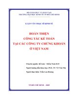 Hoàn thiện công tác kế toán tại các Công ty chứng khoán ở Việt Nam  Luận văn thạc sĩ kinh tế