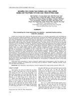 NGHIÊN CỨU CHỌN TẠO GIỐNG LÚA CHỊU NÓNG BẰNG CHỈ THỊ PHÂN TỬ CHO CÁC TỈNH Ở PHÍA NAM