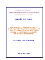Tác động của chính sách tiền tệ thắt chặc đến hoạt động kinh doanh của các chi nhánh ngân hàng nông nghiệp và phát triển nông thôn thành phố Hồ Chí Minh
