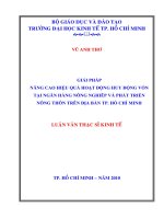Giải pháp nâng cao hiệu quả hoạt động huy động vốn tại Ngân hàng nông nghiệp và phát triển nông thôn trên địa bàn TP. Hồ Chí Minh