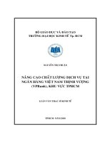 Nâng cao chất lượng dịch vụ tại ngân hàng Việt Nam thịnh vượng khu vực TPHCM  Luận văn thạc sĩ