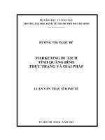 Marketing du lịch tỉnh Quảng Bình thực trạng và giải pháp  Luận văn thạc sĩ