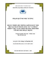 Hoàn thiện hệ thống kiểm soát nội bộ tại ngân hàng đầu tư và phát triển Việt Nam theo hướng đối phó với rủi ro hoạt động Luận văn thạc si  Đại học Kinh tế