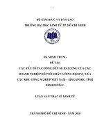 Các yếu tố tác động đến sự hài lòng của các doanh nghiệp đối với chất lượng dịch vụ của Khu công nghiệp Việt Nam - Singapore tỉnh Bình Dương  Luận văn thạc sĩ kinh tế
