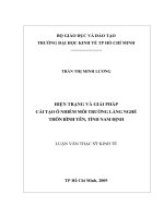 Hiện trạng và giải pháp cải tạo ô nhiễm môi trường làng nghề thôn Bình Yên, tỉnh Nam Định