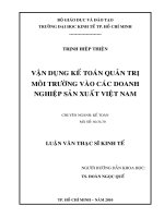 Vận dụng kế toán quản trị môi trường vào các doanh nghiệp sản xuất Việt Nam  Luận văn thạc sĩ