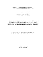 Nghiên cứu vai trò của quản lý Nhà nước đối với phát triển du lịch làng nghề ở Hà Nội