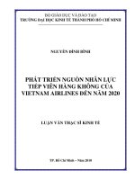 Phát triển nguồn nhân lực tiếp viên hàng không của Vietnam Airlines đến năm 2020 Luận văn thạc sĩ