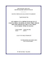 Tác động của chính sách quản lý chất lượng vệ sinh an toàn thực phẩm đối với chuỗi giá trị cá da trơn xuất khẩu tỉnh An Giang