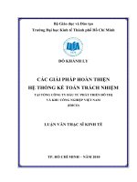 Các giải pháp hoàn thiện hệ thống kế toán trách nhiệm tại Tổng công ty đầu tư phát triển đô thị và khu công nghiệp Việt Nam (IDICO)