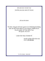 Tổ chức công tác kế toán quản trị và thiết lập hệ thống báo cáo kế toán quản trị tại công ty TNHH NGV