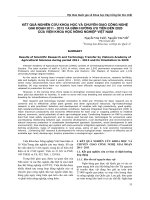 KẾT QUẢ NGHIÊN CỨU KHOA HỌC VÀ CHUYỂN GIAO CÔNG NGHỆ GIAI ĐOẠN 2011 - 2013 VÀ ĐỊNH HƯỚNG ƯU TIÊN ĐẾN 2020 CỦA VIỆN KHOA HỌC NÔNG NGHIỆP VIỆT NAM