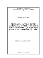Mua bán và sáp nhập doanh nghiệp - Giải pháp tài chính để nâng cao năng lực hoạt động cho các doanh nghiệp Việt Nam