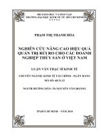 Nghiên cứu nâng cao hiệu quả quản trị rủi ro cho các doanh nghiệp thủy sản ở Việt Nam