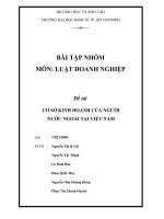 Tiểu luận môn luật doanh nghiệp CƠ SỞ KINH DOANH CỦA NGƯỜI NƯỚC NGOÀI TẠI VIỆT NAM
