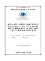 Một số yếu tố chính ảnh hưởng đến sự hài lòng về chất lượng dịch vụ đối với khách hàng tại ngân hàng TMCP Nam Việt TPHCM