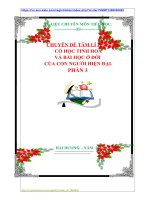 CHUYÊN ĐỀ TÂM LÍ HỌC  CỔ HỌC TINH HOA  VÀ BÀI HỌC Ở ĐỜI  CỦA CON NGƯỜI HIỆN ĐẠI. PHẦN 3
