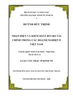 Nhận diện kiểm soát rủi ro tài chính trong các doanh nghiệp ở Việt Nam