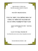 Tái cấu trúc tài chính cho các công ty niêm yết ngành sản xuất công nghiệp ở Việt Nam