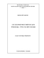 Các giải pháp phát triển du lịch tỉnh Bà Rịa - Vũng Tàu đến năm 2020