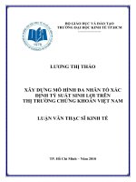 Xây dựng mô hình đa nhân tố xác định tỷ suất sinh lợi trên thị trường chứng khoán Việt Nam Luận văn thạc sĩ