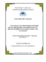 Ứng dụng sản phẩm phái sinh để quản trị rủi ro tài chính tại các doanh nghiệp xuất khẩu thủy sản An Giang