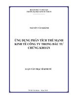 Ứng dụng phân tích thế mạnh kinh tế công ty trong đầu tư chứng khoán