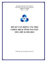 HỒ SƠ VẬN ĐỘNG TÀI TRỢ CHIẾN DỊCH TỪ NGUYỆN MÙA HÈ XANH NĂM 2012