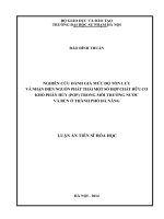 Nghiên cứu đánh giá mức độ tồn lưu và nhận diện nguồn phát thải một số hợp chất hữu cơ khó phân hủy (POP) trong môi trường nước và bùn ở thành phố đà nẵng