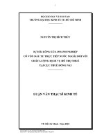 Sự hài lòng của doanh nghiệp có vốn đầu tư trực tiếp nước ngoài đối với chất lượng dịch vụ hỗ trợ thuế tại Cục thuế Đồng Nai
