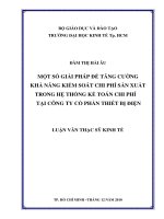 Một số giải pháp để tăng cường khả năng kiểm soát chi phí sản xuất trong hệ thống kế toán chi phí tại công ty cổ phần thiết bị điện