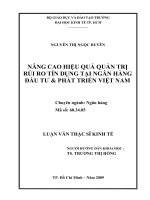 Nâng cao hiệu quả quản trị rủi ro tín dụng tại ngân hàng đầu tư & phát triển Việt Nam