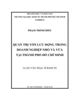 Quản trị vốn lưu động trong doanh nghiệp vừa và nhỏ tại TPHCM