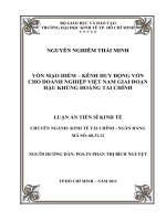 Vốn mạo hiểm - Kênh huy động vốn cho doanh nghiệp Việt Nam giai đoạn hậu khủng hoảng tài chính