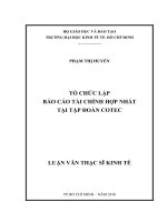 Tổ chức lập báo cáo tài chính hợp nhất tại tập đoàn Cotec  Luận văn thạc sĩ