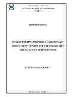 Đề xuất phương pháp đo lường độ thanh khoản cổ phiếu niêm yết tại Sở giao dịch chứng khoán TP. Hồ Chí Minh