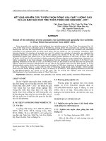 KẾT QUẢ NGHIÊN CỨU TUYỂN CHỌN GIỐNG LÚA CHẤT LƯỢNG CAO VÀ LÚA ĐẶC SẢN CHO TỈNH THỪA THIÊN HUẾ NĂM 2009 - 2011