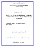 Nâng cao năng lực quản trị rủi ro tín dụng tại các ngân hàng thương mại Long An