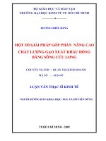 Một số giải pháp góp phần nâng cao chất lượng gạo xuất khẩu đồng bằng sông Cửu Long