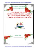 CHUYÊN ĐỀ TÂM LÍ HỌC  SỨC MẠNH CỦA THÁI ĐỘ LẠC QUAN  VÀ NHỮNG LỢI ÍCH THIẾT THỰC  CỦA LẠC QUAN TRONG CUỘC SỐNG.