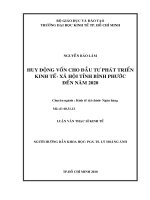 Huy động vốn cho đầu tư phát triển kinh tế - xã hội Bình Phước đến năm 2020