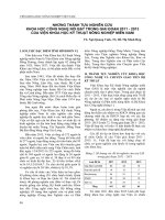 NHỮNG THÀNH TỰU NGHIÊN CỨU KHOA HỌC CÔNG NGHỆ NỔI BẬT TRONG GIAI ĐOẠN 2011 - 2013 CỦA VIỆN KHOA HỌC KỸ THUẬT NÔNG NGHIỆP MIỀN NAM