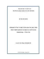 Tính bền vững và khả năng đáp ứng mục tiêu phát triển kinh tế xã hội của ngân sách tỉnh Bà Rịa - Vũng Tàu