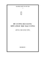 ĐÈ CƯƠNG MÔN HỌC-MÔN LÔGIC HỌC ĐẠI CƯƠNG