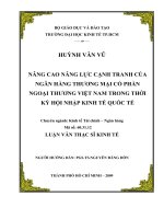 Nâng cao năng lực cạnh tranh của ngân hàng thương mại cổ phần ngoại thương Việt Nam trong thời kỳ hội nhập kinh tế quốc tế