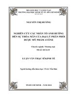 Nghiên cứu các nhân tố ảnh hưởng đến sự thỏa mãn của đại lý phân phối dược mỹ phẩm Avène  Luận văn thạc sĩ