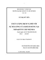 Chất lượng dịch vụ đối với sự hài lòng của khách hàng tại NHNo&PTNT chi nhánh 6
