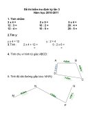 Đề thi kiẻm tra định kỳ lần 3 Toán, Tiếng việt