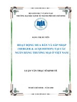 Hoạt động mua bán và sáp nhập (Merger & Acquisition) tại các ngân hàng thương mại ở Việt Nam
