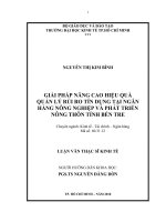 Giải pháp nâng cao hiệu quả quản lý rủi ro tín dụng tại ngân hàng Nông nghiệp và Phát triển Nông thôn tỉnh Bến Tre  Luận văn thạc sĩ